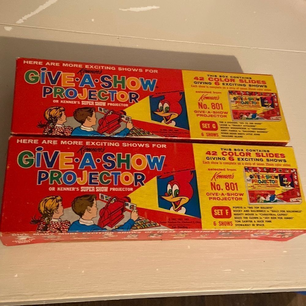 Vintage 1964 Kenner’s Give-A-Show Projector #801 Color Slides & Box - 2 sets